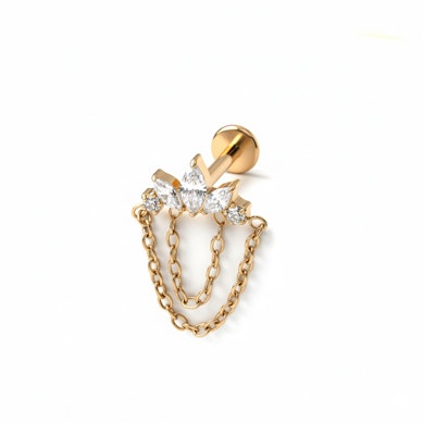 Titan-Labret mit Schmucksteinen und Ketten