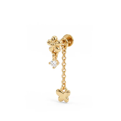 Blumen-Labret mit Schmetterling-Anhänger