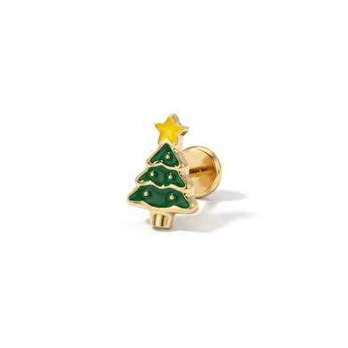 Grünes Weihnachtsbaum-Labret aus Titan