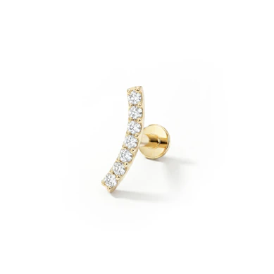 Bogenförmiges Push-in Labret aus 14k Gold mit Steinen