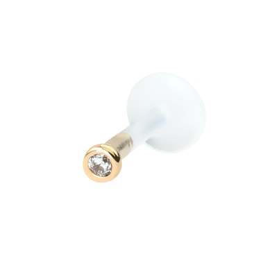 Labret aus 14kt. Gold mit einem Stein und PTFE Stab