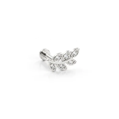 Labret mit steinbesetztem Blatt und Innengewinde