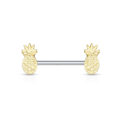 Brustwarzenpiercing mit goldbeschichteter Ananas
