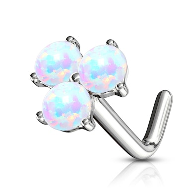 Nasenpiercing aus 14 Karat Gold mit drei Opalsteinen