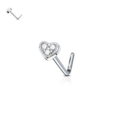 Nasenpiercing mit Herz und drei Steinen