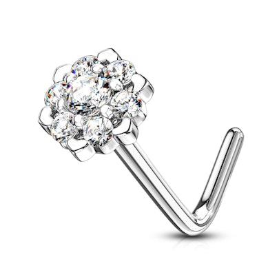 Nasenpiercing aus 14 Karat Gold mit steinbesetzter Lotusblume