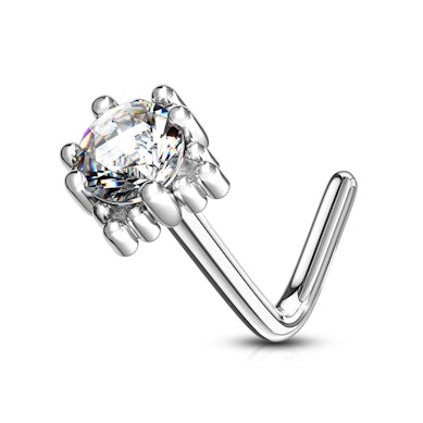 Nasenpiercing aus 14kt. Gold mit Stein im Quadrat