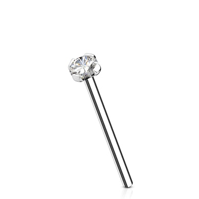 Fish Tail Nasenpiercing aus 14 Karat Gold mit Stein