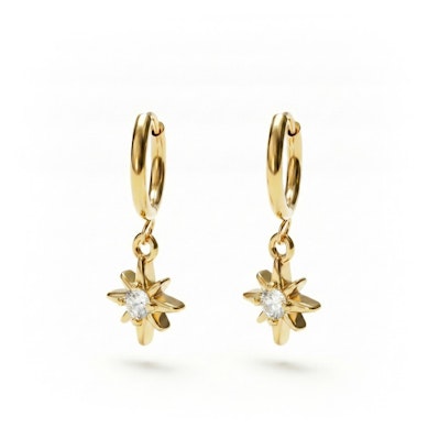 Paar Huggies-Ohrringe mit einem Strahlenanhänger