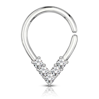 Ring in Form eines umgekehrten Tropfens mit Steinen