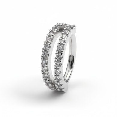 Ring mit doppelter gespaltenen Steinreihe