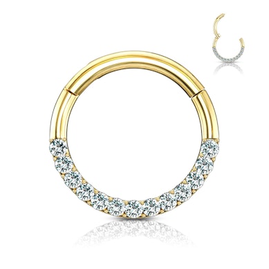 Ring aus 14kt. Gold mit steinbesetzten Halbkreis und Scharnier
