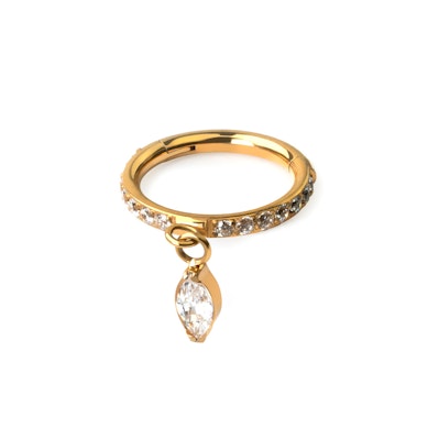 Titan-Scharnierring mit vorderseitigen Steinen und Marquise geschliffenem Anhänger