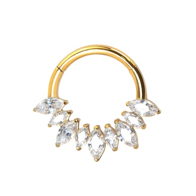 Scharnierring aus Titan mit nach vorne gerichteten Steinen in Marquise-Form