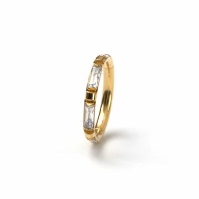 Titanring mit Baguette-Schliff-Steinen