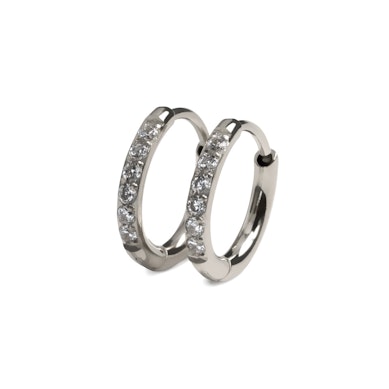 Paar Huggie Ohrringe aus Chirurgenstahl mit Schmucksteinen