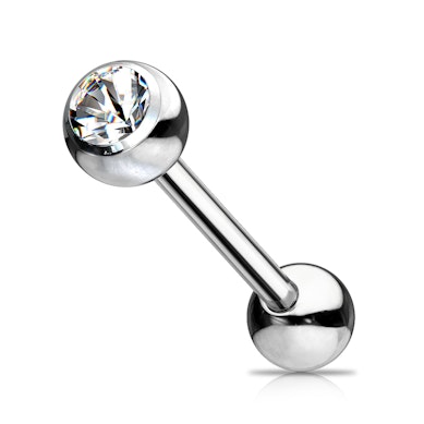 Zungenpiercing aus Titan mit einem Stein
