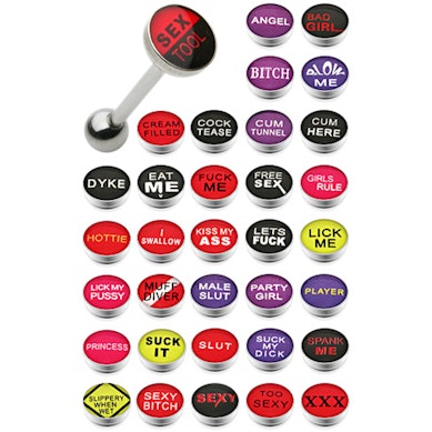 Zungenpiercing mit Text - freie Auswahl