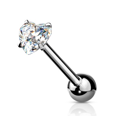 Zungenpiercing mit fixiertem Herzstein