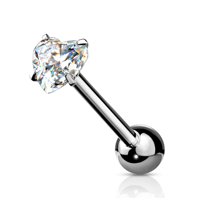 Zungenpiercing mit fixiertem Herzstein