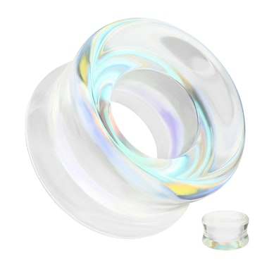Double flare Tunnel aus Glas mit Aurora-Borealis-Effekt