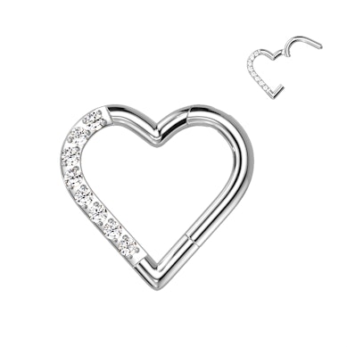 Herzförmiger CZ-Ring mit Scharnier aus Titan