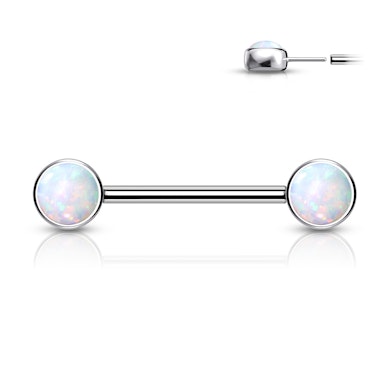 Gewindelose Push-In Barbell aus Titan mit Opalen