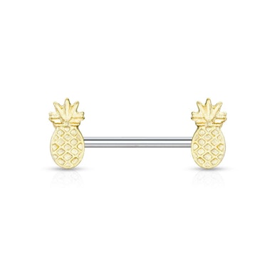 Brustwarzenpiercing mit goldbeschichteter Ananas