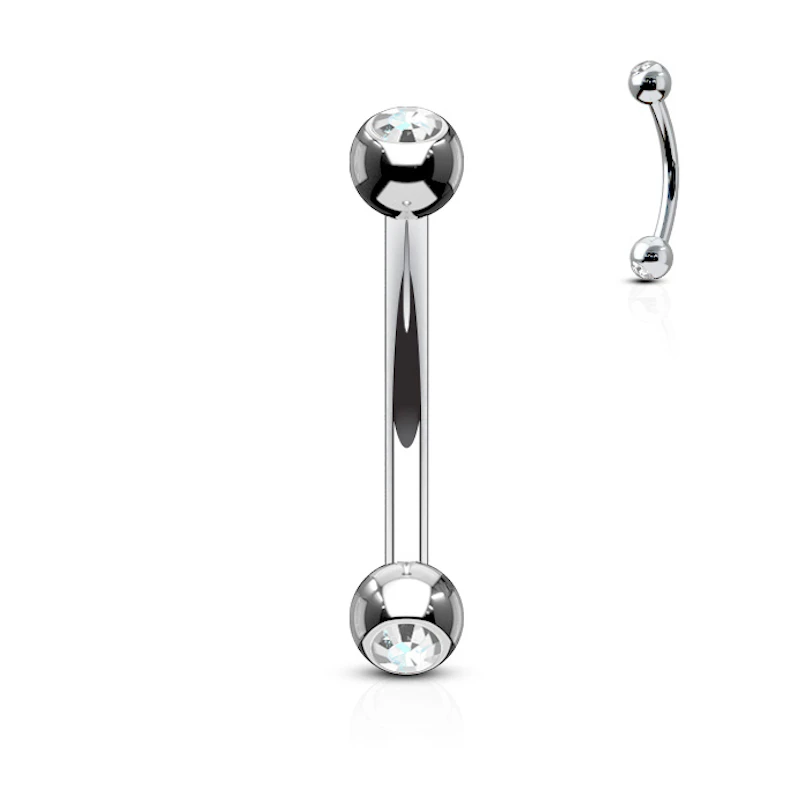 Gebogener Stab aus Titan mit Steinen
