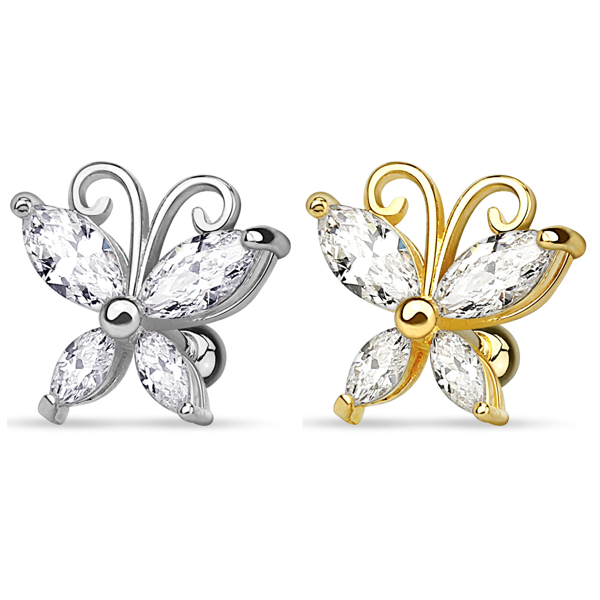 Ohrpiercing mit Schmetterling