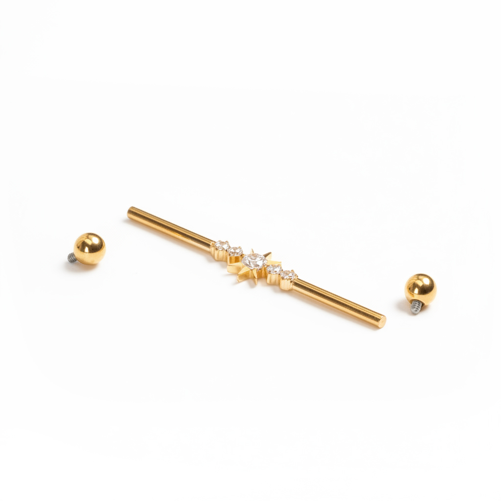 Titan-Industrialstab mit zentralem Stern und Schmucksteinen