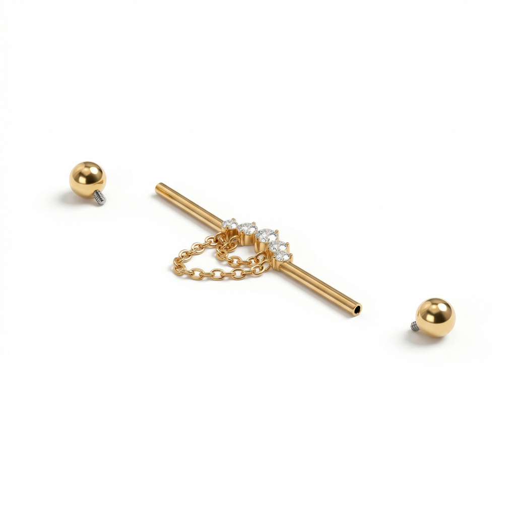 Titan-Industrialstab mit Schmucksteinen und Ketten