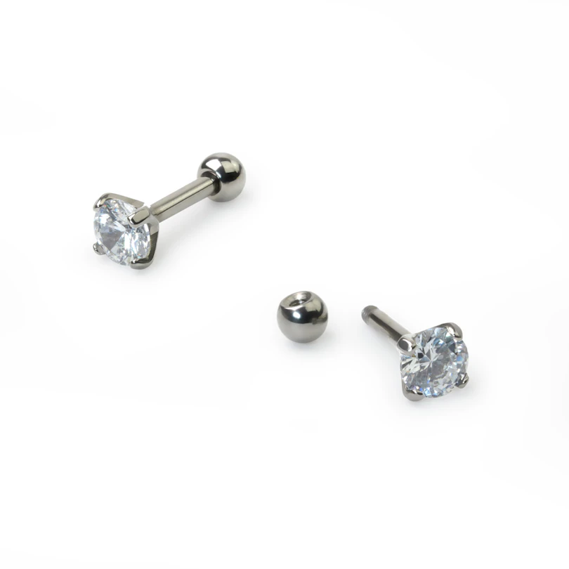 Ohrpiercing aus Titan mit rundem Stein