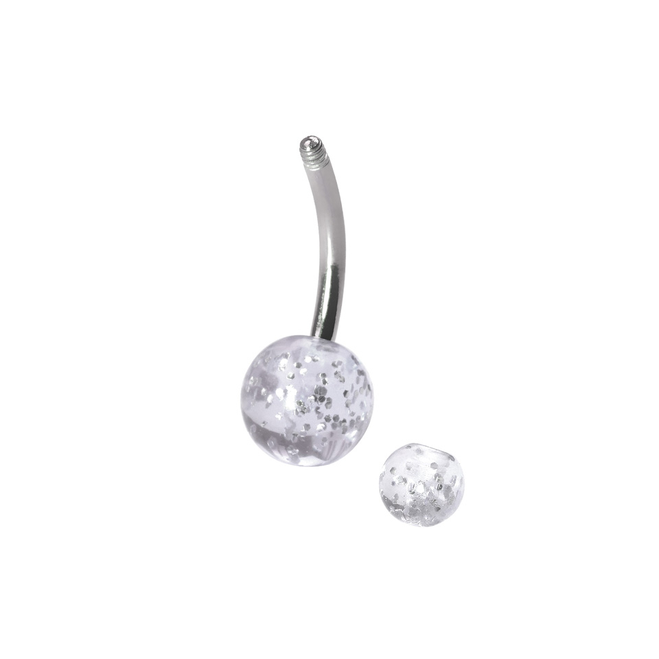 Bauchnabelpiercing aus Titan mit Glitzerkugeln