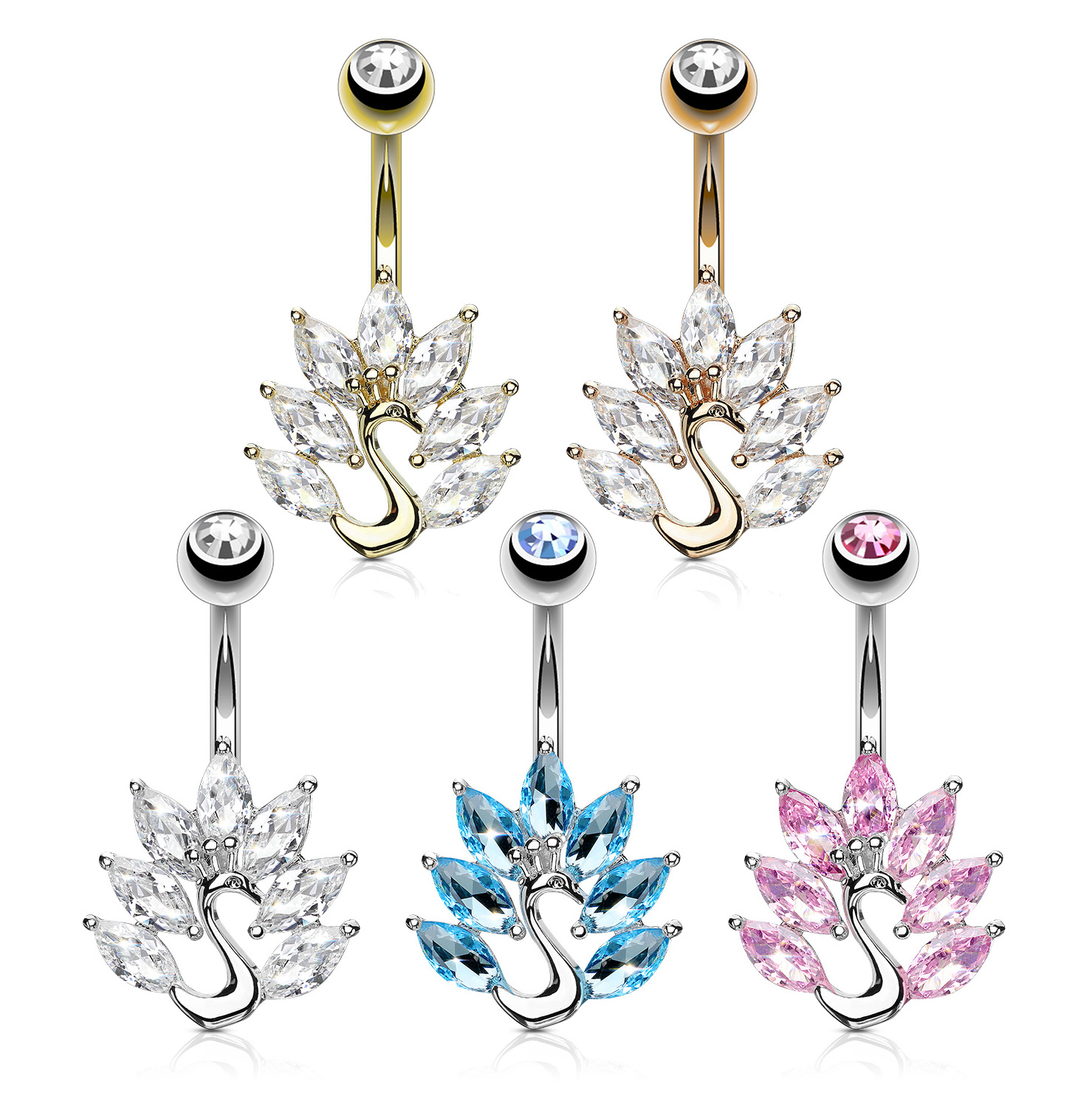 Bauchnabelpiercing mit Pfau