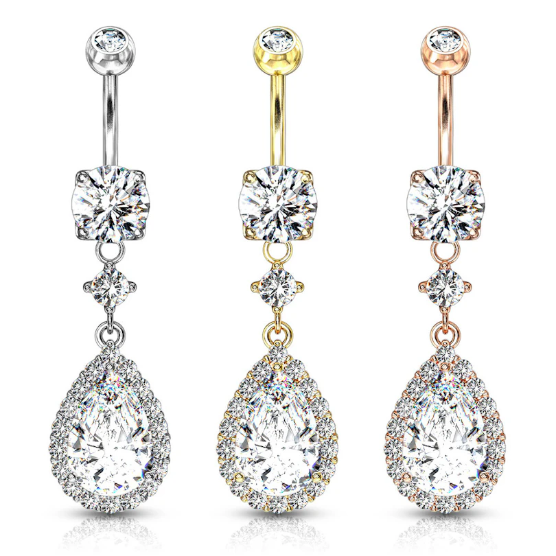 Bauchnabelpiercing mit tropfenförmigen Steinanhänger