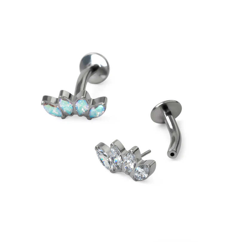 Titan-Bauchnabelpiercing mit tropfenförmigen Steinen
