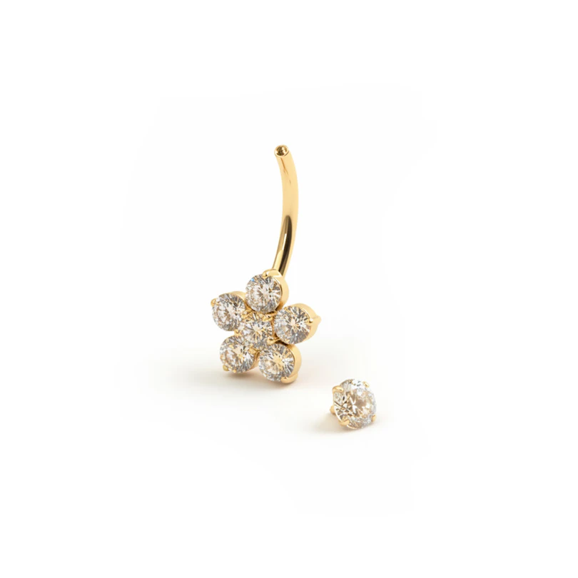 Titan-Bauchnabelring mit schlichter Blume