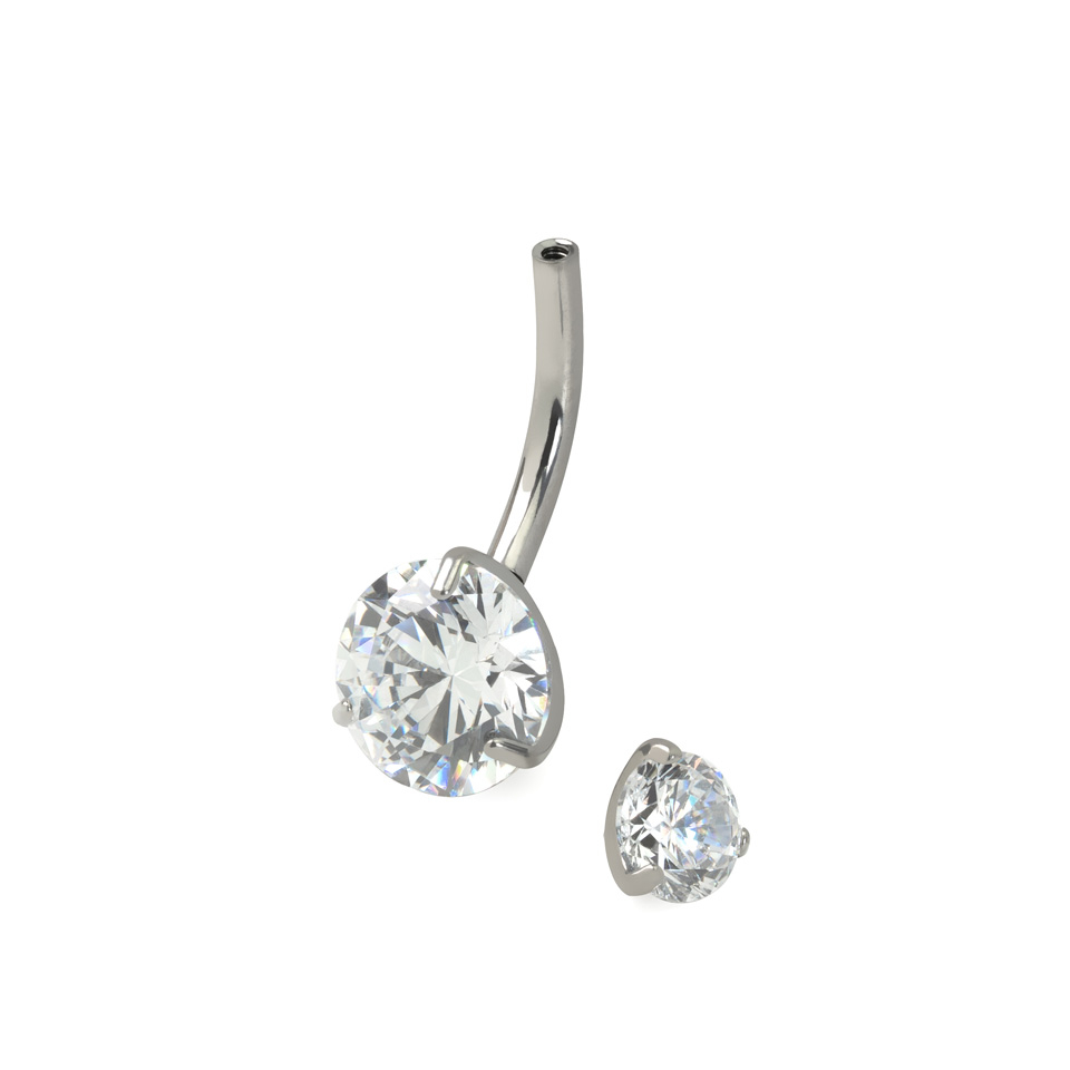 Bauchnabelpiercing aus Titan mit Innengewinde und Steinen