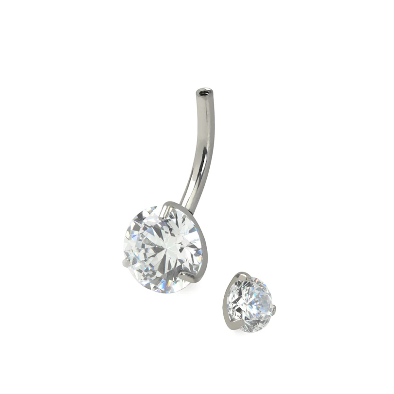 Bauchnabelpiercing aus Titan mit Innengewinde und Steinen