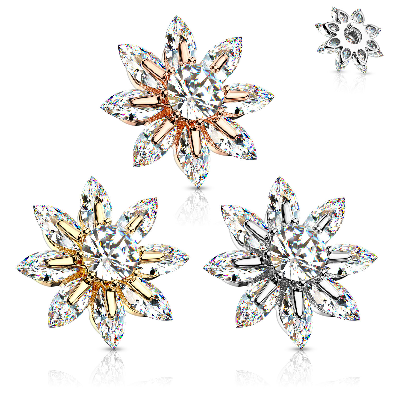 Blumenförmiges Dermal mit Blättern aus Steinen und Mittelstein