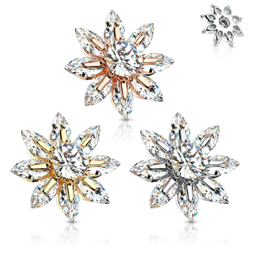 Blumenförmiges Dermal mit Blättern aus Steinen und Mittelstein