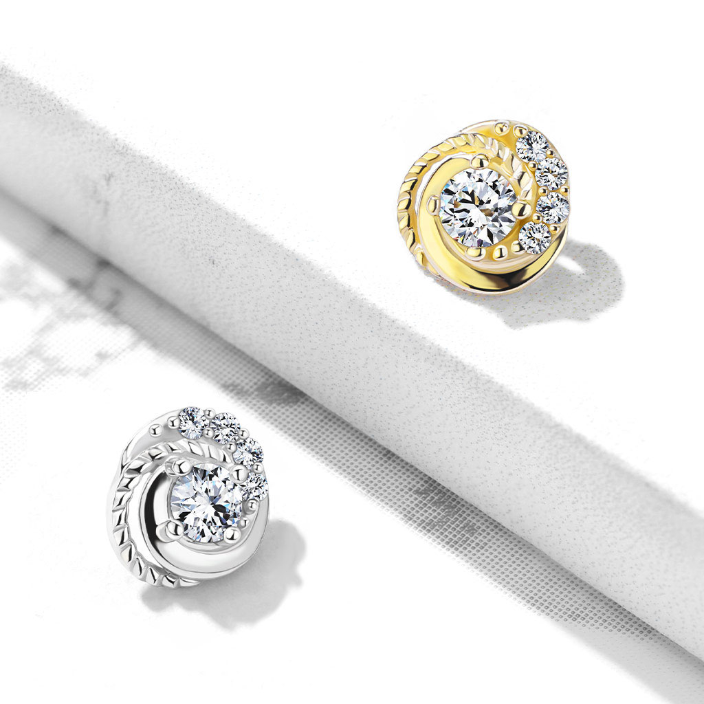 Dermal aus 14 Karat Gold mit Flechtmuster und Steinen