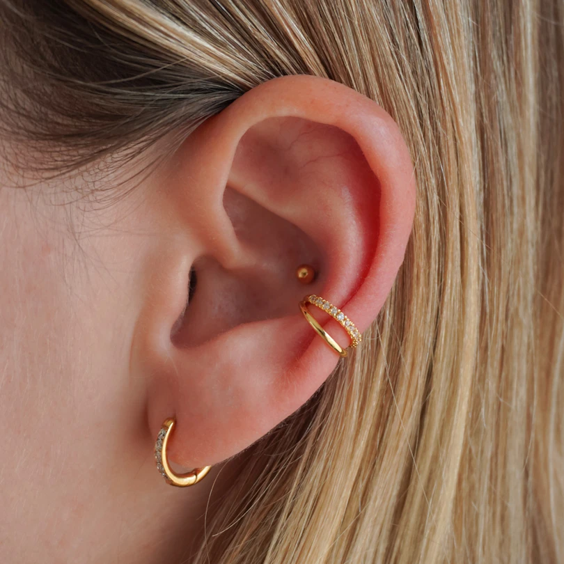 Doppelter Ear Cuff mit Zirkoniasteinen