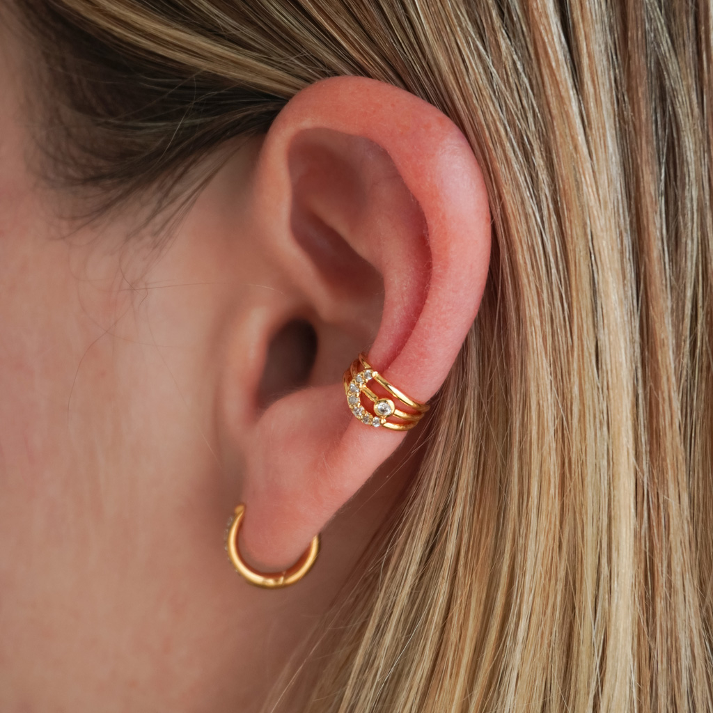 Dreifacher Ear Cuff mit Mond
