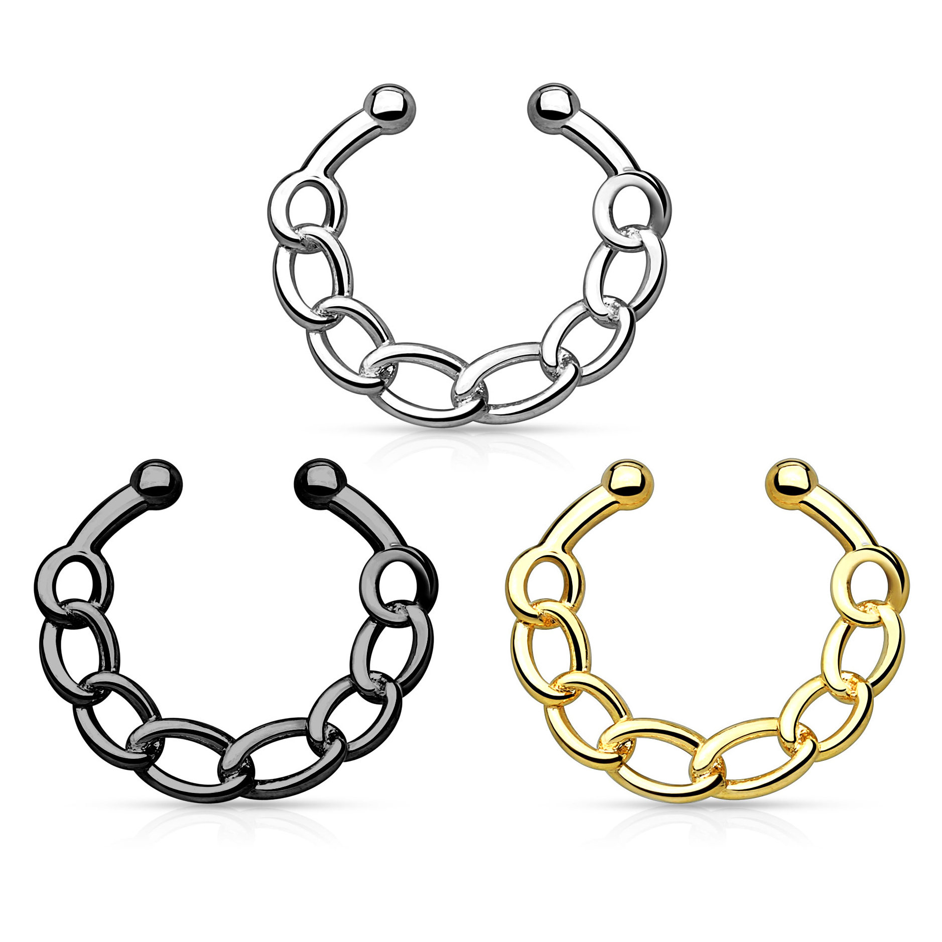 Fake Septumpiercing mit Kette