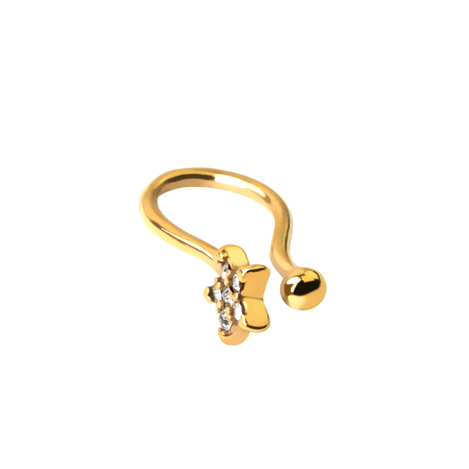 Fake Nasenpiercing mit steinbesetztem Stern aus Chirurgenstahl