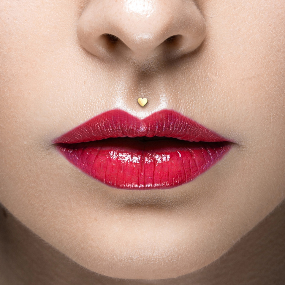 Labret aus 14kt. Gold mit Herzspitze