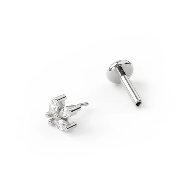 Push-in Labret mit marquiseförmigen Steinen