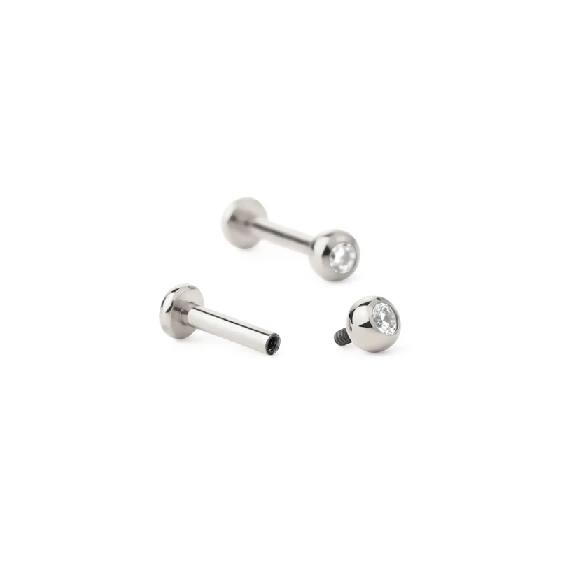 Labret aus Titan mit Innengewinde und Schmuckkugel